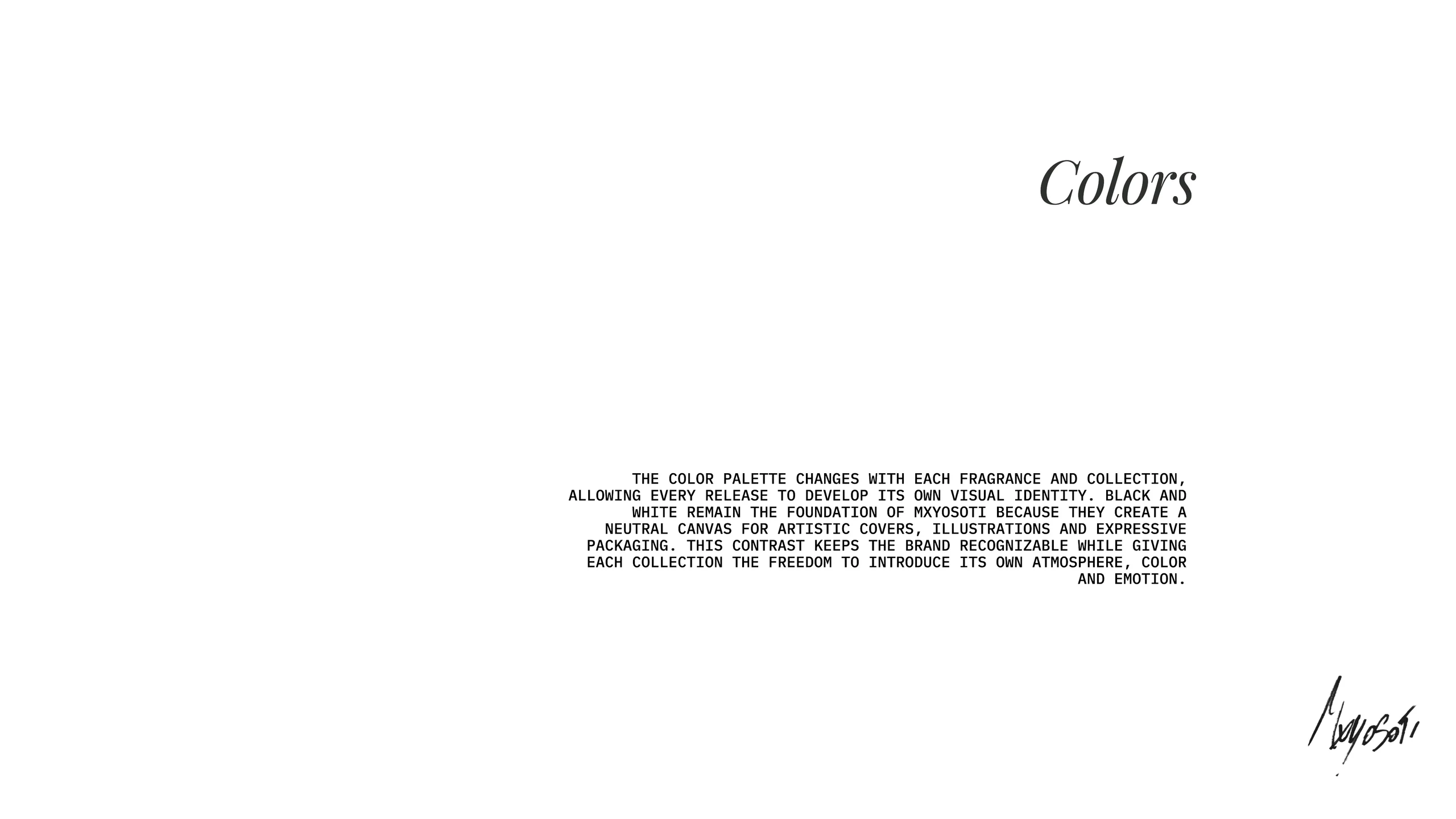 Color system built on black and white with collection-specific accent colors.
